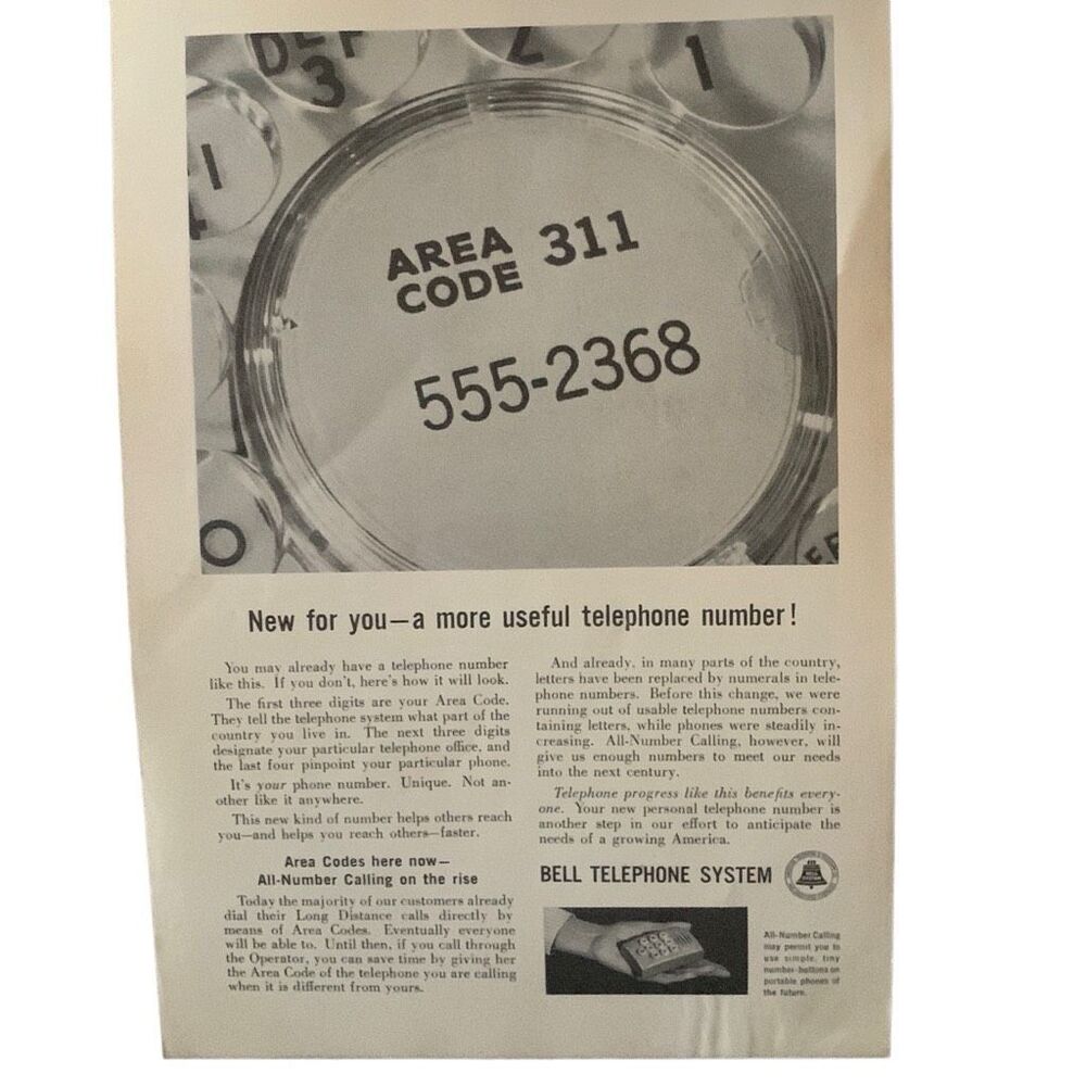 Vintage 1961 Bell Telephone Useful Number Ad Advertisement